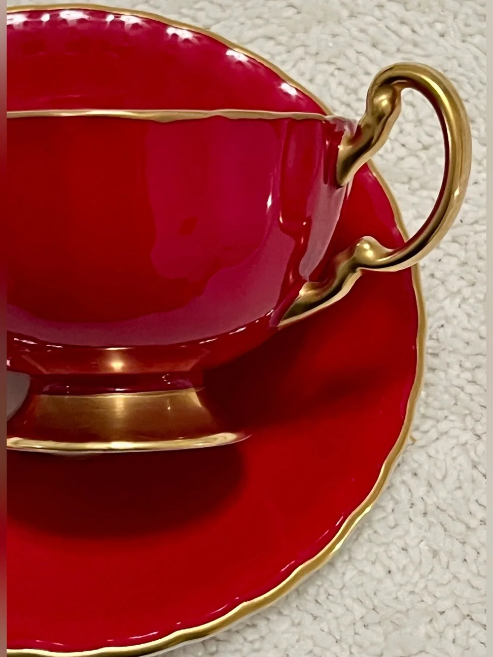 🍑Aynsley Orchard Fruit 1034 Vintage UK Fine Bone China 24K Gold Tea Cup & Saucer